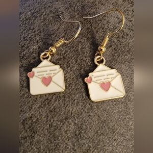 Handcrafted Womens Valentine's Earrings Goldtone